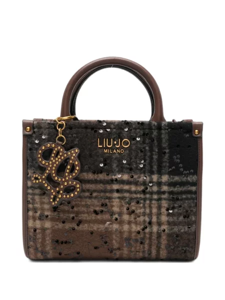 Geantă shopper Liu Jo cu paiete în carouri maro