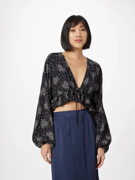 Nasty Gal Blúz tengerészkék / fehér