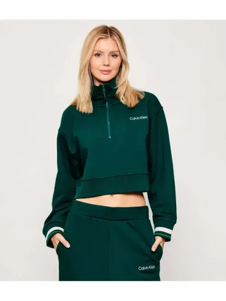 Női Calvin Klein Zip gyepszőnyeges pulcsi. Méret: M zöld