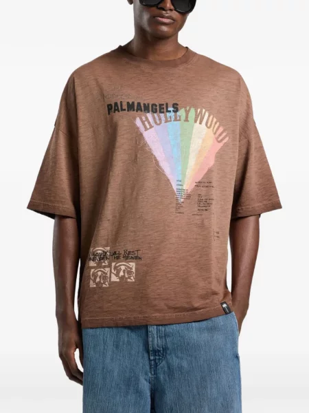 Tricou Palm Angels cu imagine maro