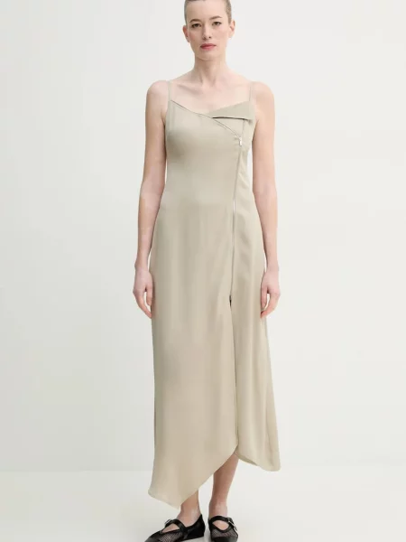 Nanushka rochie ALBINA midi evazati bej