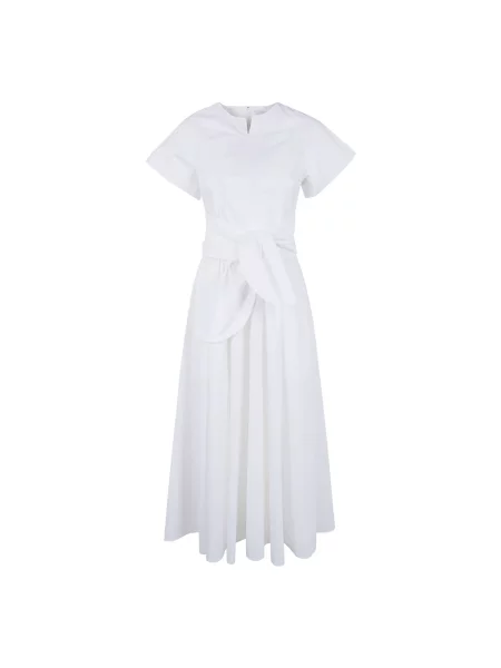 Sukienka midi Patou z krótkim rękawem do kolan biała