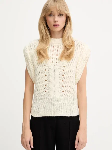 BOSS Orange vestă din amestec de lână bej