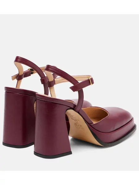 Pantofi cu toc Souliers Martinez din piele slingback bordo