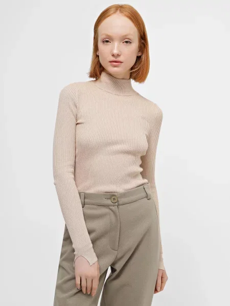 Водолазка Only віскоза/нейлон бежевий