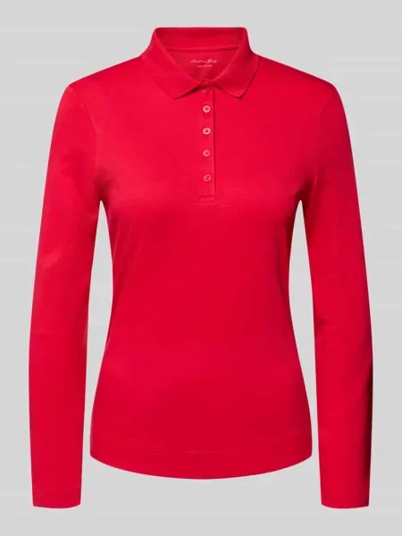 Longsleeve z kołnierzykiem polo i zapięciem na Christian Berg Woman czerwona