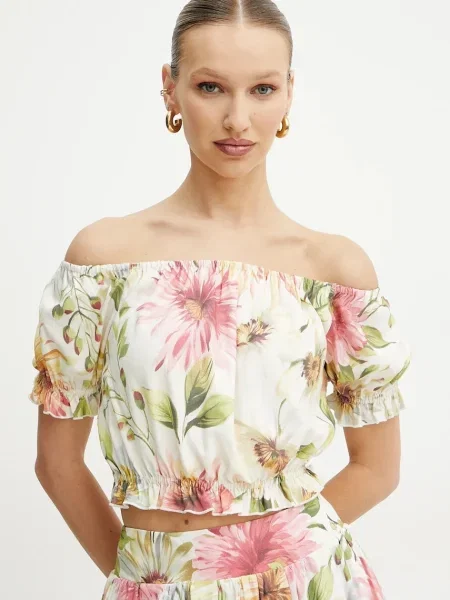 Блуза Guess ELODIE дамска с десен бежово