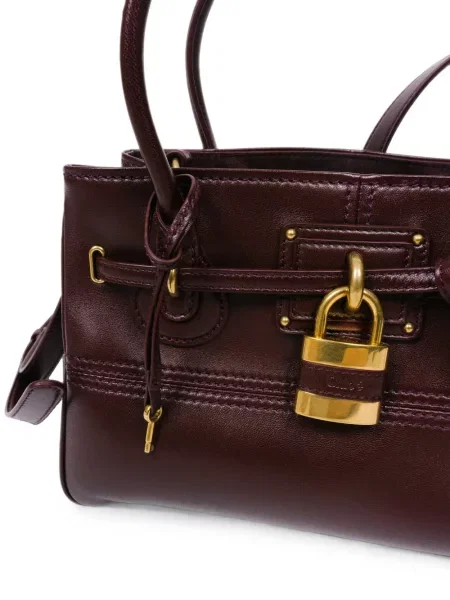 Кожена шопинг чанта Chloé червено
