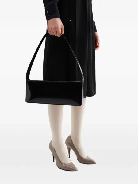 Geantă Jil Sander din piele de lac negru