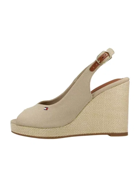 Espadrile Tommy Hilfiger Flag High Wedge Espad Slingback bež