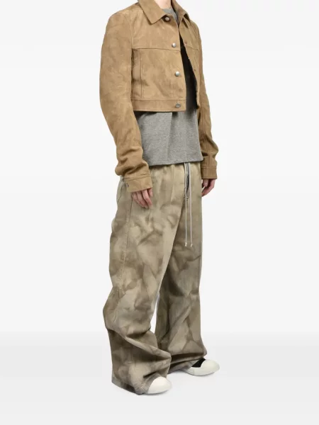 Decupat geacă Rick Owens din piele de căprioară maro