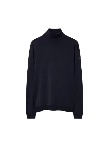 Lniany sweter z golfem Rrd niebieski
