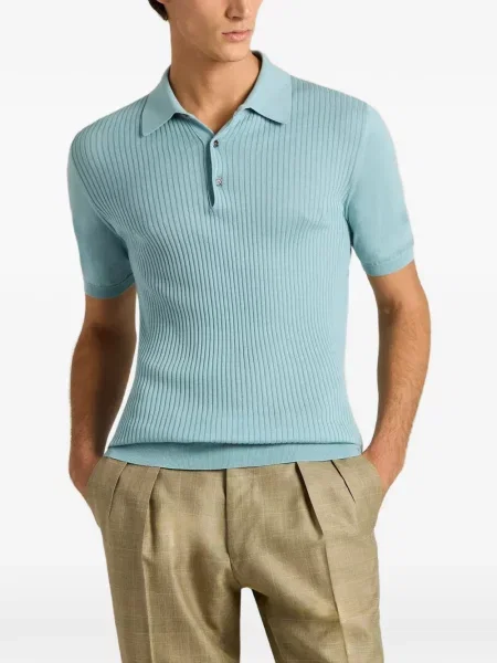 Scurt tricou polo Kiton tricotate albastru