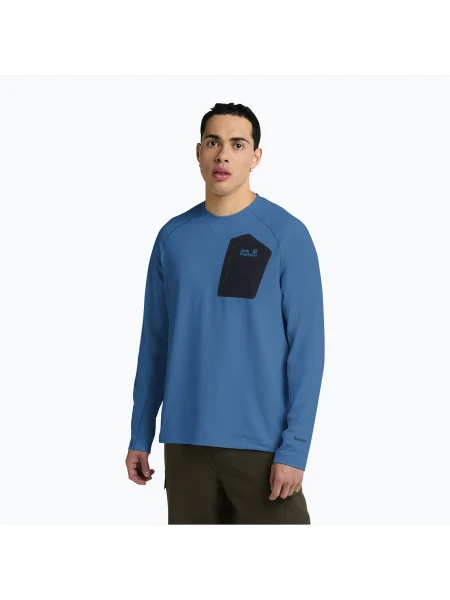 Tricou mânecă lungă Jack Wolfskin albastru