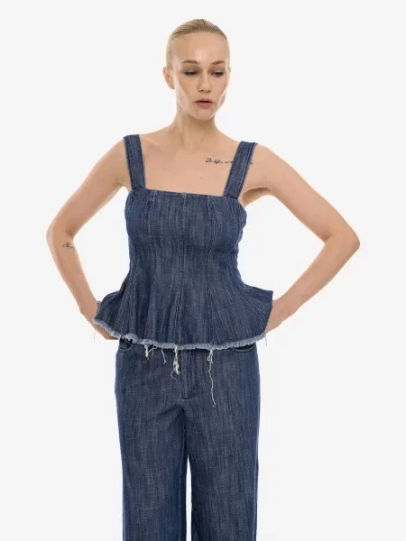 Top denim modrá