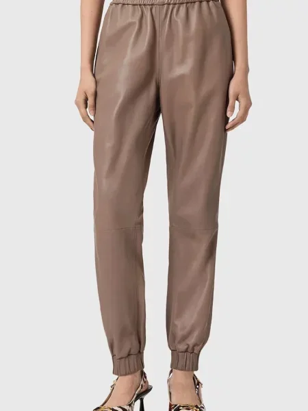 AllSaints pantaloni de piele JEN maro