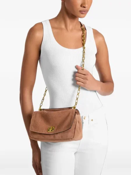 Geantă Michael Kors din piele de căprioară maro