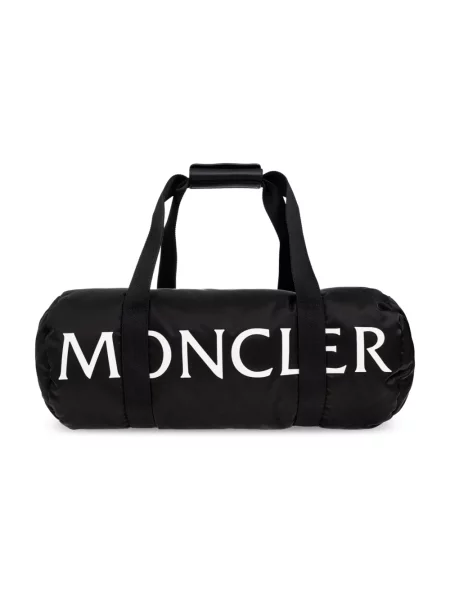 Torba Moncler skórzana z logo wodoszczelna czarna
