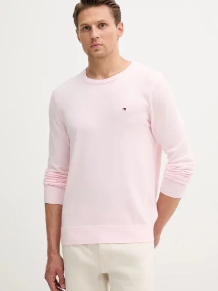 Bombažen pulover Tommy Hilfiger roza