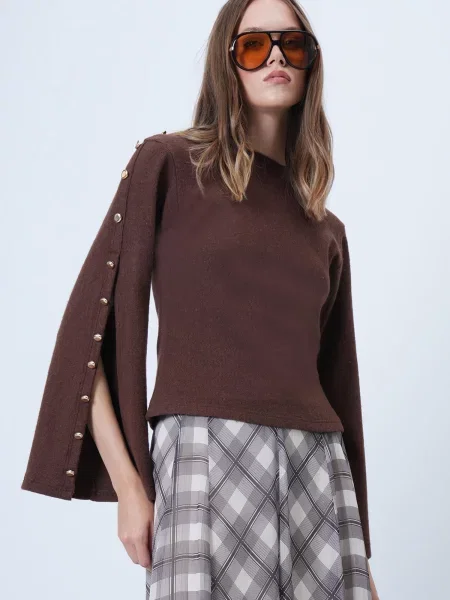 Trend Alaçatı Stili Pulover închis maro