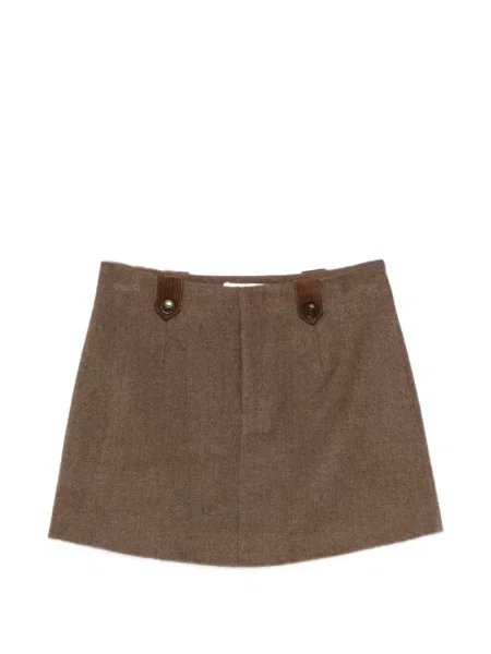 Fustă Eleh cu model herringbone maro