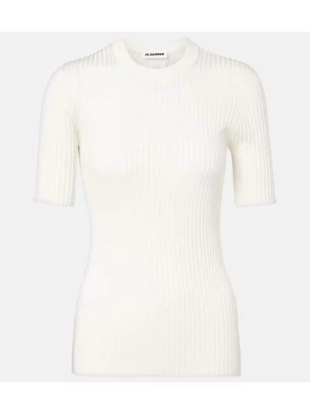 Pulover Jil Sander de mătase alb