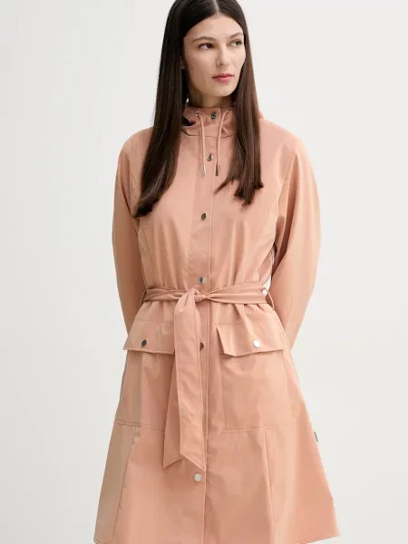 Rains kurtka Curve Long Jacket W3 przejściowa pomarańczowy