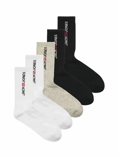 JACK & JONES Șosete JACCORP OLD LOGO TENNIS SOCKS 5 PACK gri / negru alb