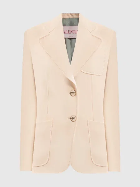 Жакет з вовни та шовку Valentino бежевий