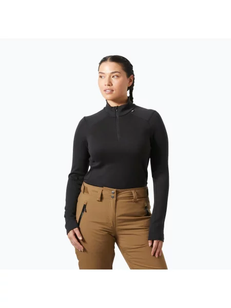 Bluză termoactivă pentru femei Helly Hansen Lifa Merino Midweight Zip black negru