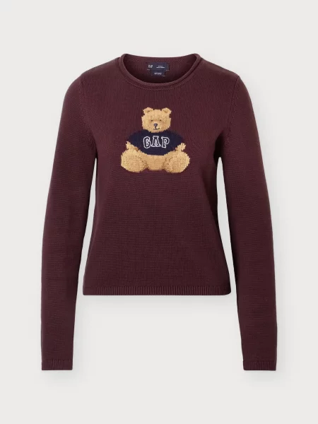 GAP Pulover albastru închis / maro deschis / roșu bordeaux alb