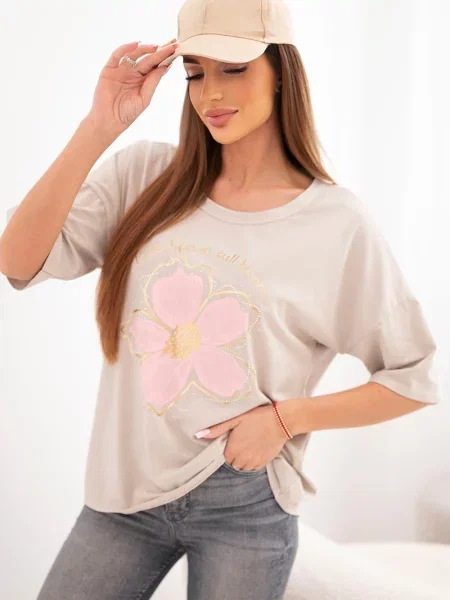 Bluză Kesi Włoski cu model floral gri