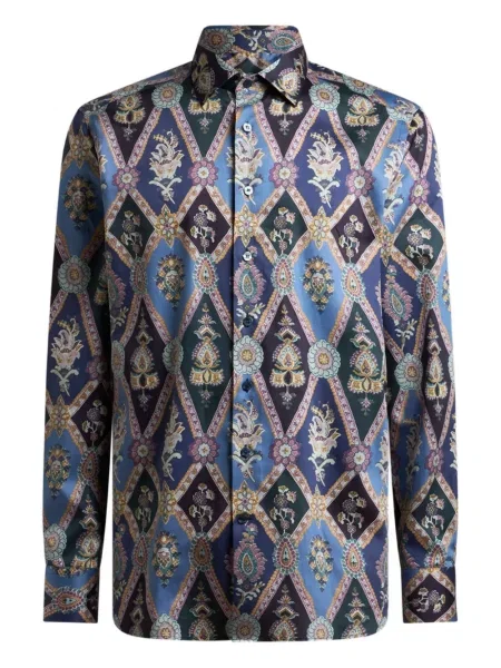 Cămașă Etro cu model paisley albastru