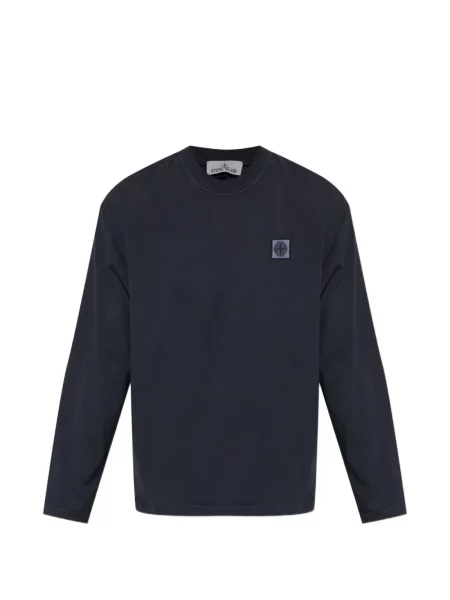 Lung tricou Stone Island cu strasuri albastru