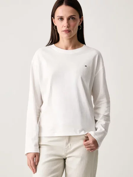 Tommy Hilfiger tričko s dlouhým rukávem bílé