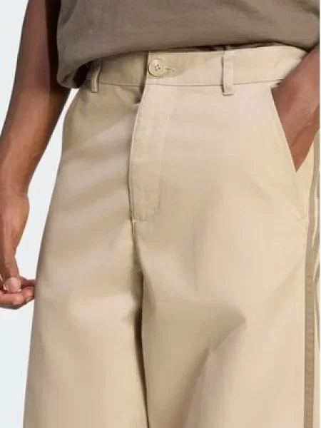 Adidas Medžiaginės kelnės 3 Stripes Pleated Trousers smėlio