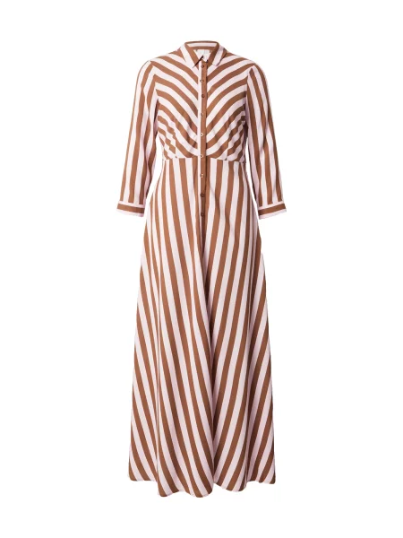 YAS Rochie tip bluză YASSAVANNA ciocolatiu / pastel roz