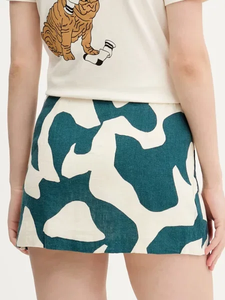 Lněná sukně Abercrombie & Fitch mini zelená