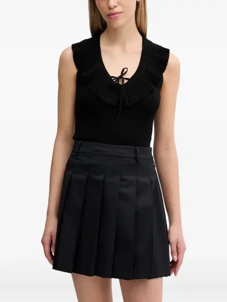 Top Sisley cu volane negru