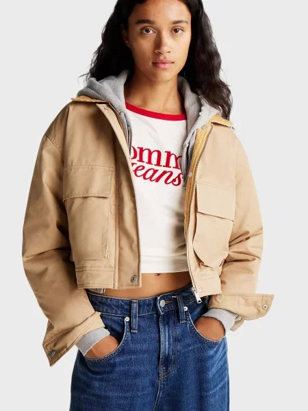 Джинсовая куртка Tommy Jeans из твилла бежевая