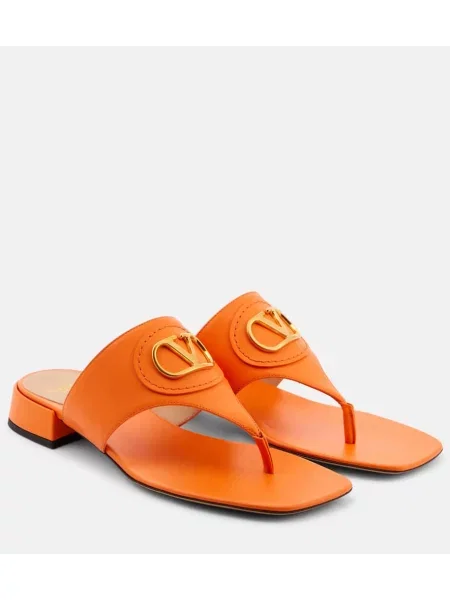 Chiloți tanga Valentino Garavani din piele portocaliu