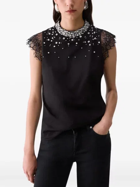 Tricou Liu Jo din dantelă negru