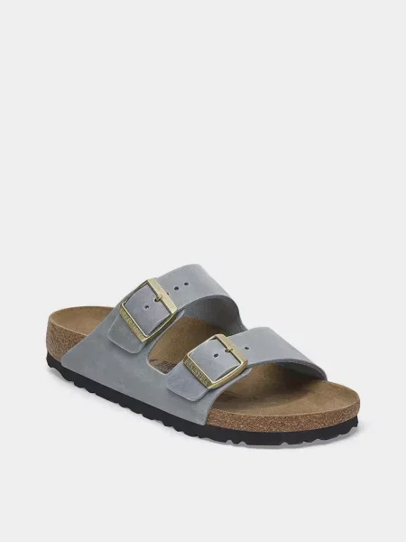 Кожаные шлепанцы Birkenstock серые