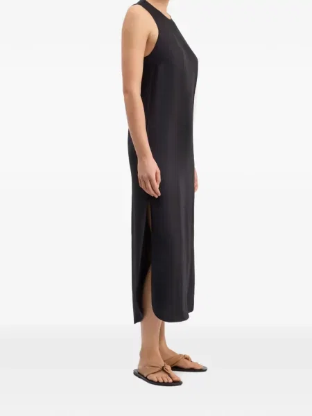 Rochie midi Loulou De Saison de mătase negru