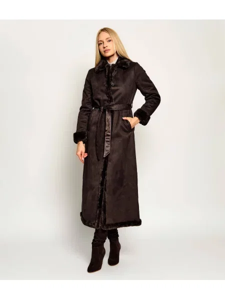 Haină din piele de oaie Lauren Ralph Lauren din piele de oaie maro