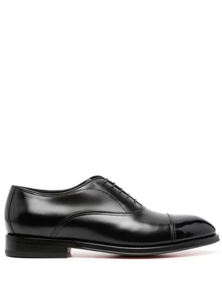 Pantofi loafer Santoni cu șireturi din piele negru