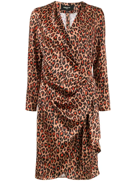 Rochie Paule Ka cu imagine cu model leopard de costum maro