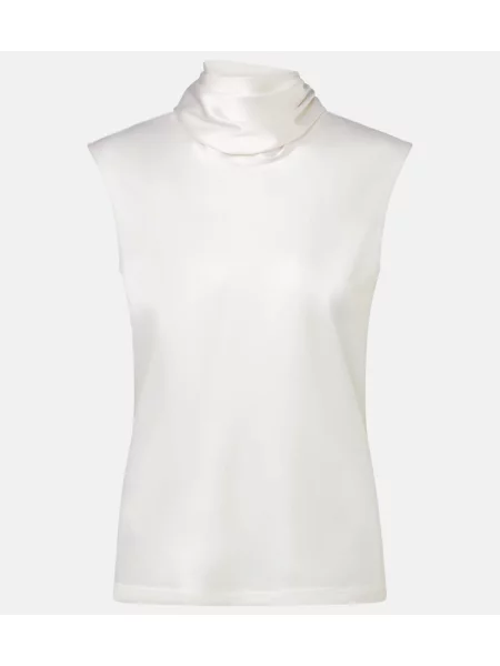 Top Bottega Veneta din satin alb