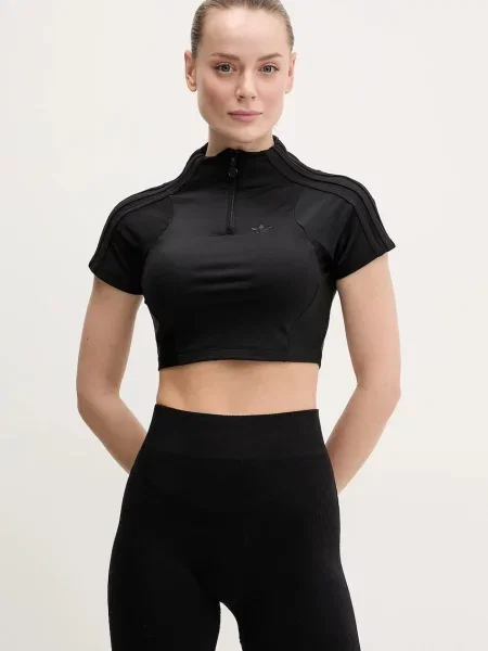 Kratka majica adidas Originals Up Crop Top črna