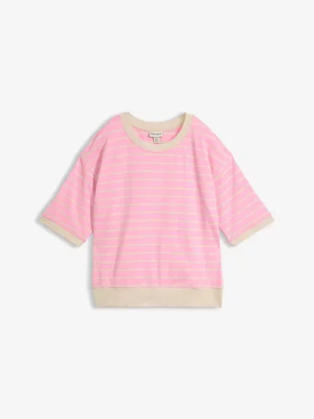 Luźna bluza z mieszanki bawełny różowa